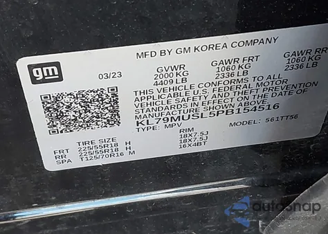 2023 Chevrolet Trailblazer Awd Rs z USA, uszkodzony, nr VIN KL79MUSL5PB154516